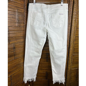 Calvin Klein 30/10 White Frayed Hem Crop Skinny Distressed Jeans